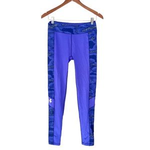 Under Armour Girls Graphic Printed Cold Gear Leggings Purple Size Large